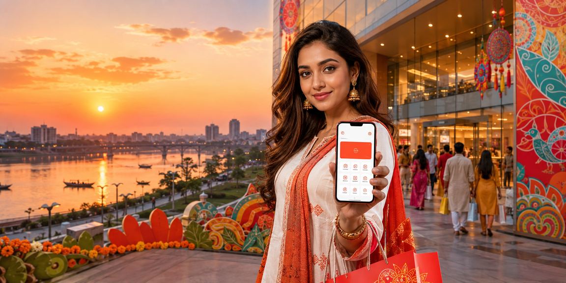 রাজশাহীতে পহেলা বৈশাখে মোবাইল পেমেন্ট করছেন একজন ব্যবহারকারী